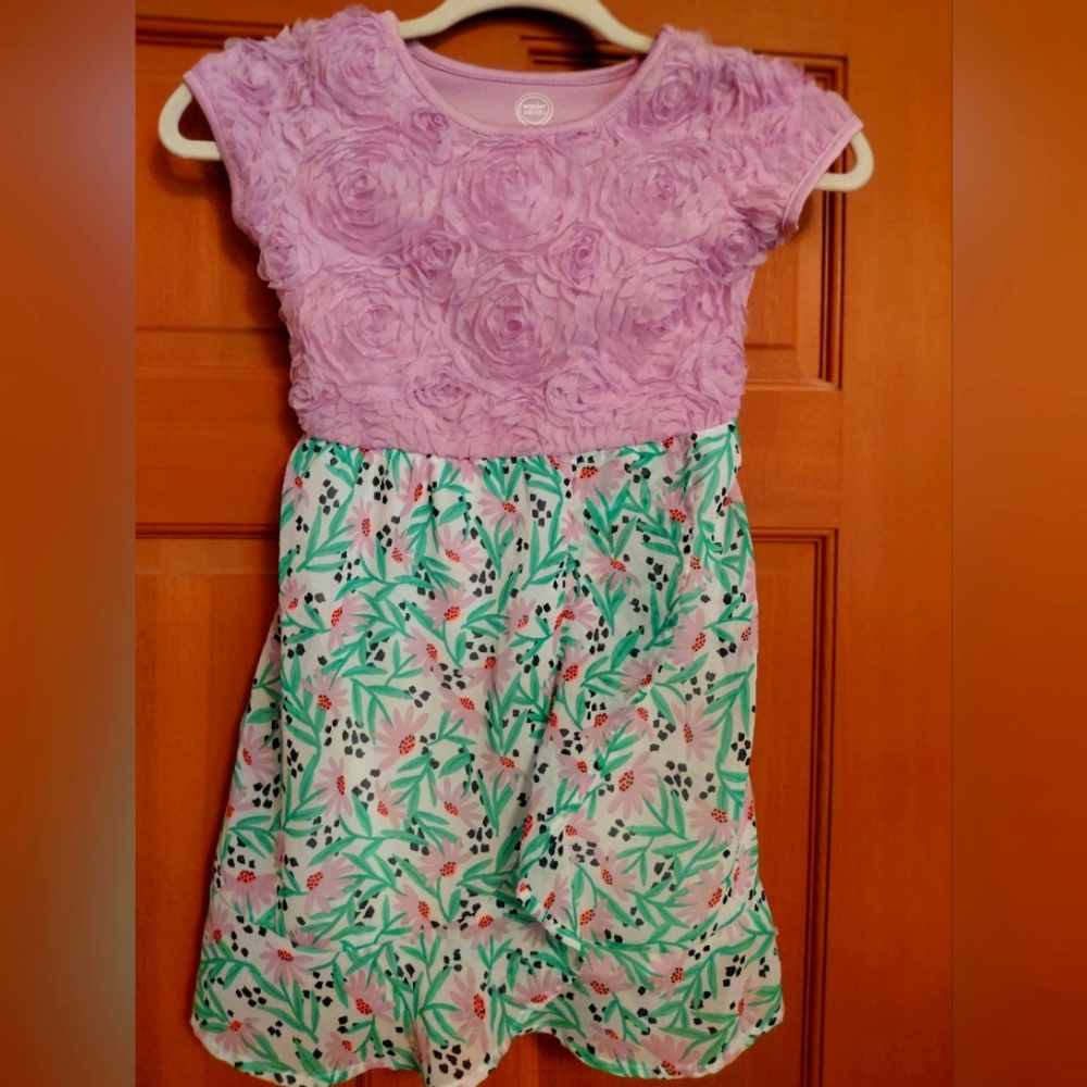 Wonder Nation Purple and Green Floral Dress